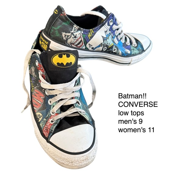Converse All Star Batman Joker Low Top Comic Book Print Sneakers Mens 9 - Picture 1 of 10
